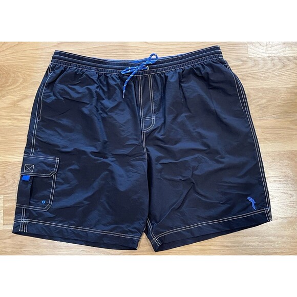 Mens Caribbean Swimwear Blue Swim Trunks Shorts Drawstring Waist Mesh Lining 2XB - Picture 1 of 8